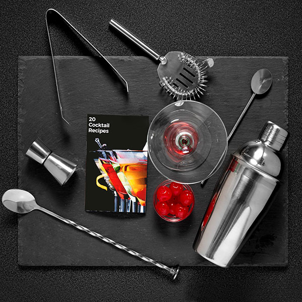 Cocktailset med receptbok (6 delar)