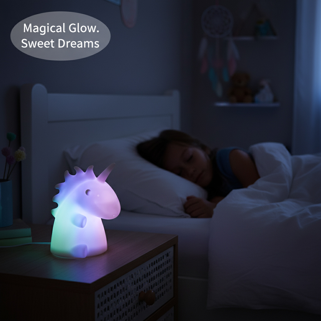 Lampa i enhörningsdesign, flerfärgad