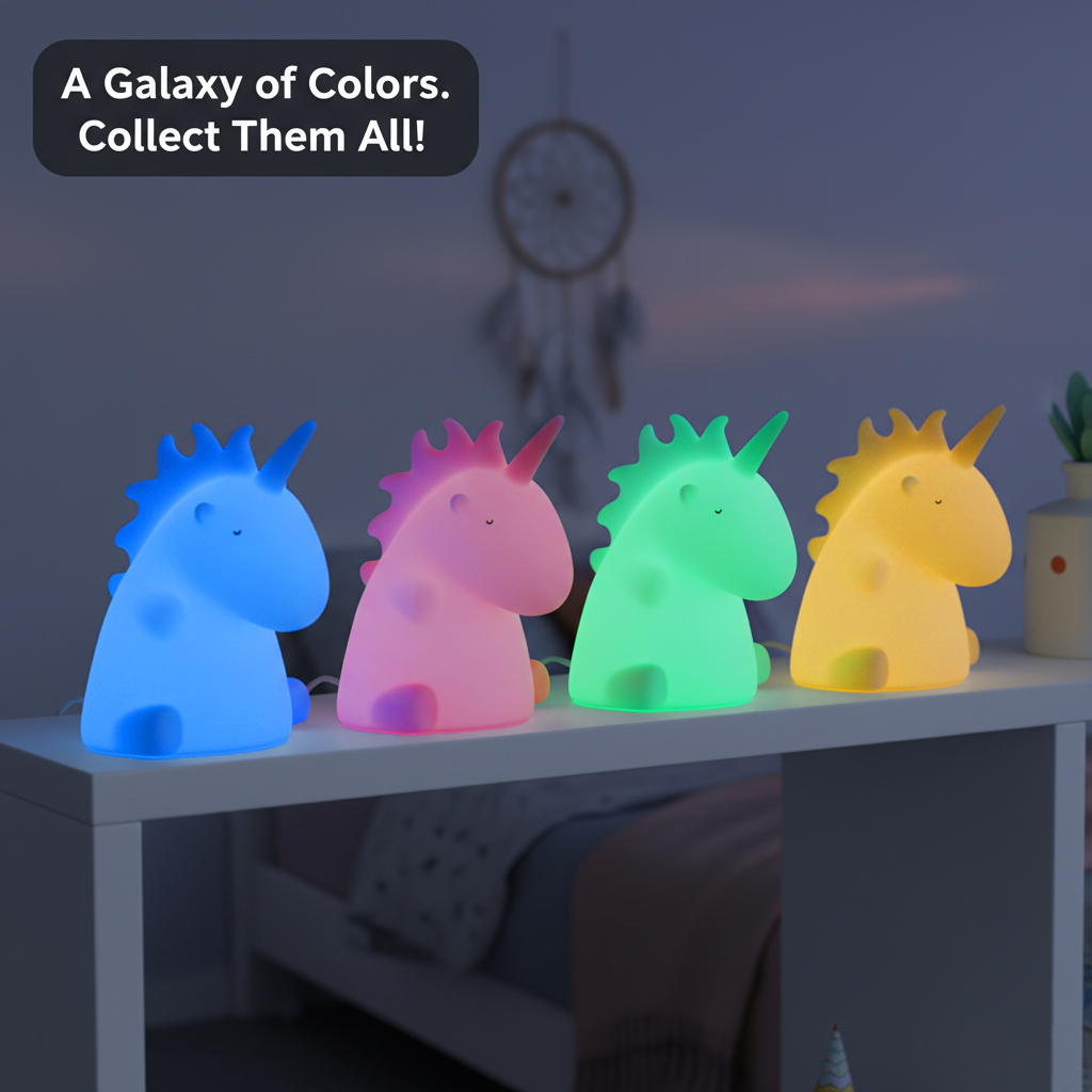 Lampa i enhörningsdesign, flerfärgad