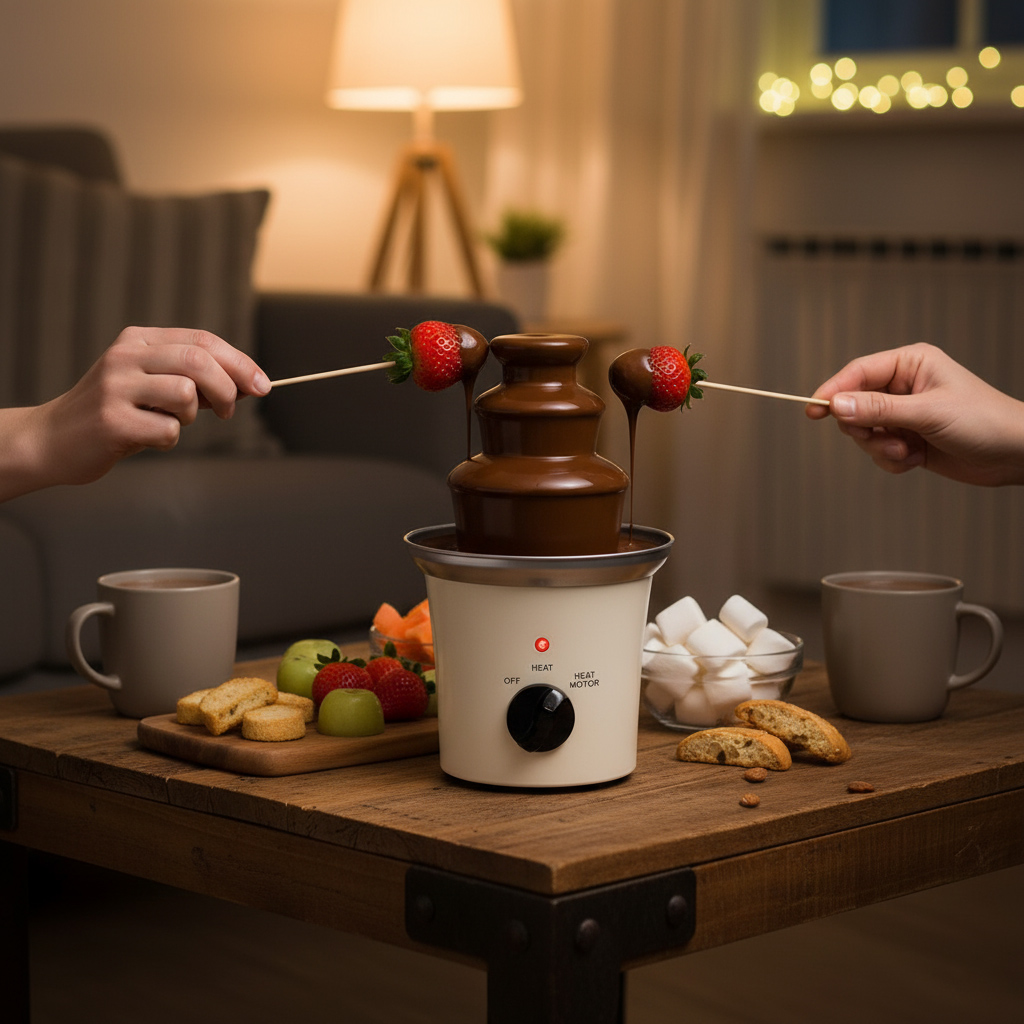 70W chokladfontän i elegant vit stål