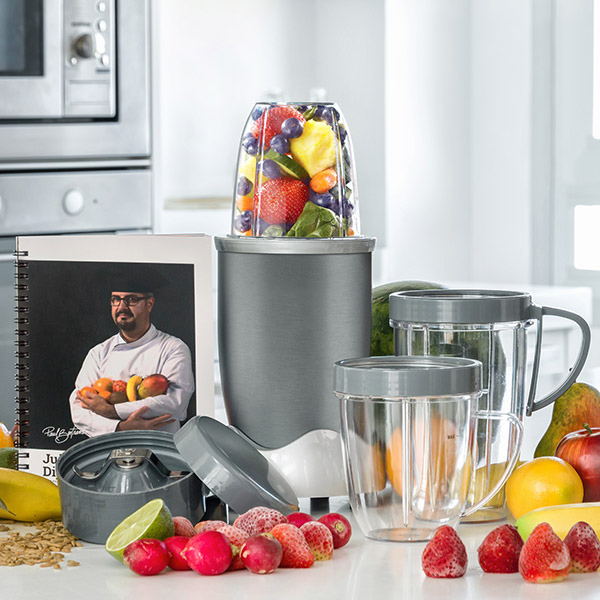 Grå 600W Nutri-blender med smart One Touch och receptsamling