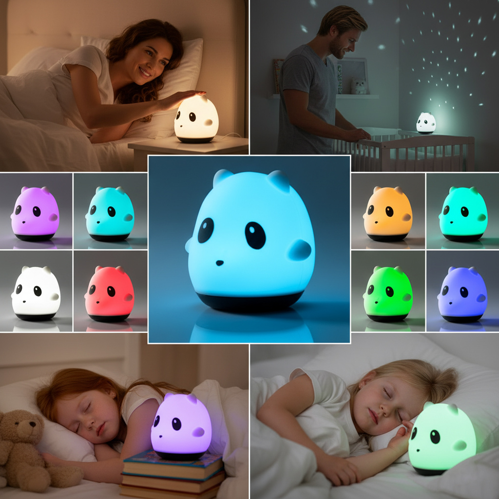 Uppladdningsbar nattlampa panda